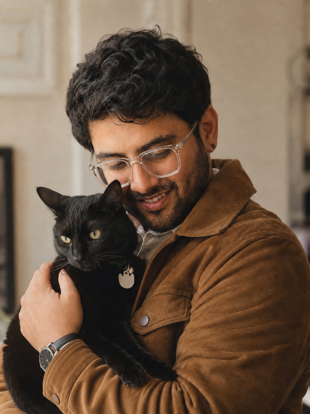 Piyush with his cat